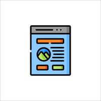 A web page icon with a green and blue background vector
