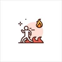A man running away from a fire in the background vector