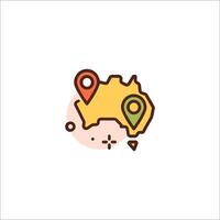 Australia map icon with pins on it vector