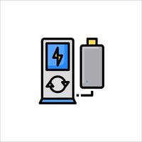A portable mp3 player with a battery and a lightning bolt vector