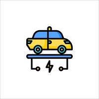 A car with a lightning bolt on top of it vector
