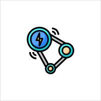 A blue and green icon of a clock with lightning vector