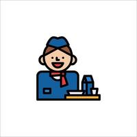 A cartoon character sitting at a table with a cup of coffee vector