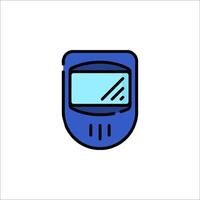 A blue and white icon of a cell phone vector