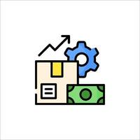 A box with a gear and money icon vector