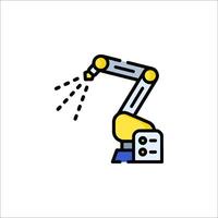 A robot is spraying water on a machine vector