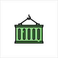 A green garbage can icon on a white background vector