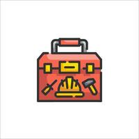 A toolbox icon with a hammer and other tools vector