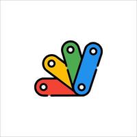 A colorful logo with a pair of scissors vector
