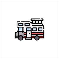 A red and white bus icon on a white background vector