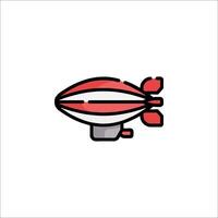 A red and white airship icon vector
