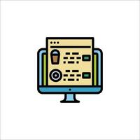 A computer screen with a cup of coffee on it vector