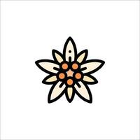 A flower icon with orange and white petals vector
