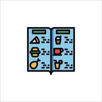 A menu icon with food and drink items vector