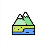 A mountain landscape icon with a river and mountains vector