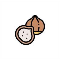 A nut is shown in a line drawing vector