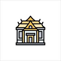 A building with a golden roof and a golden door vector