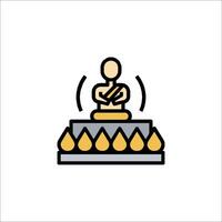 A buddha statue on top of a table with a gold statue vector