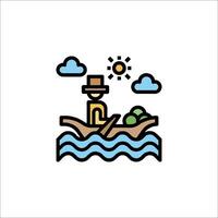 A man in a boat with a hat and a hat on it vector