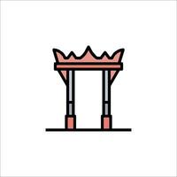 A line drawing of a doorway with a crown on it vector