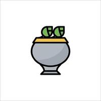 A pot with two green leaves in it vector