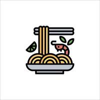 A line icon of noodles and chopsticks vector