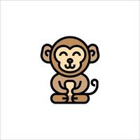 A monkey sitting on its hands and smiling vector