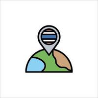 A map pin with a globe and a flag vector