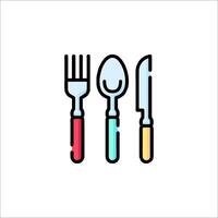 Fork, spoon, knife and fork icon vector