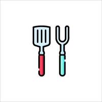 Two utensils with a fork and spoon on a white background vector