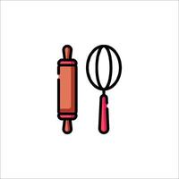 A rolling pin and a whisk icon vector