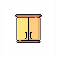 A yellow cabinet with two doors on a white background vector