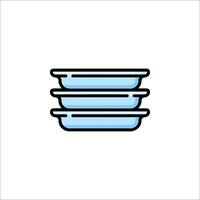 A stack of three plastic containers on a white background vector