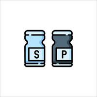 Two jars with the letters s and p in them vector