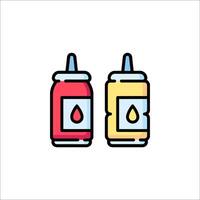Two cans of ketchup and mustard on a white background vector