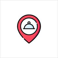 A map marker with a food dish on top vector