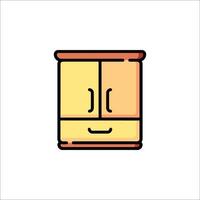 A cabinet with two doors and a drawer vector