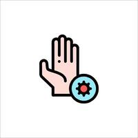A hand with a gear on it and a stop sign vector