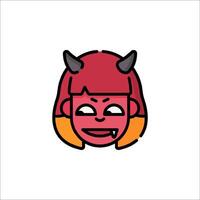 A cartoon devil head with horns and horns vector