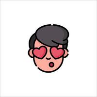 A man with red heart shaped glasses on his face vector