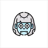 A robot head icon with a sad face vector