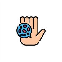 A hand with a ball in it and a stop sign vector