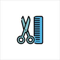 A pair of scissors and a comb on a white background vector