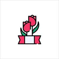 A flower icon with a ribbon and ribbon vector