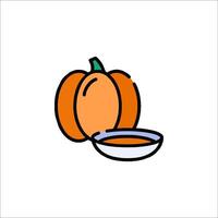 A pumpkin and a bowl of soup on a white background vector
