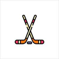 Hockey sticks and puck icon vector
