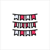 A red and white banner with a red and white flag vector