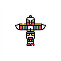 A totem pole with a colorful design vector