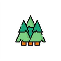 A line drawing of two trees with green leaves vector