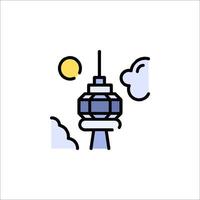 A tower with clouds and sun in the background vector